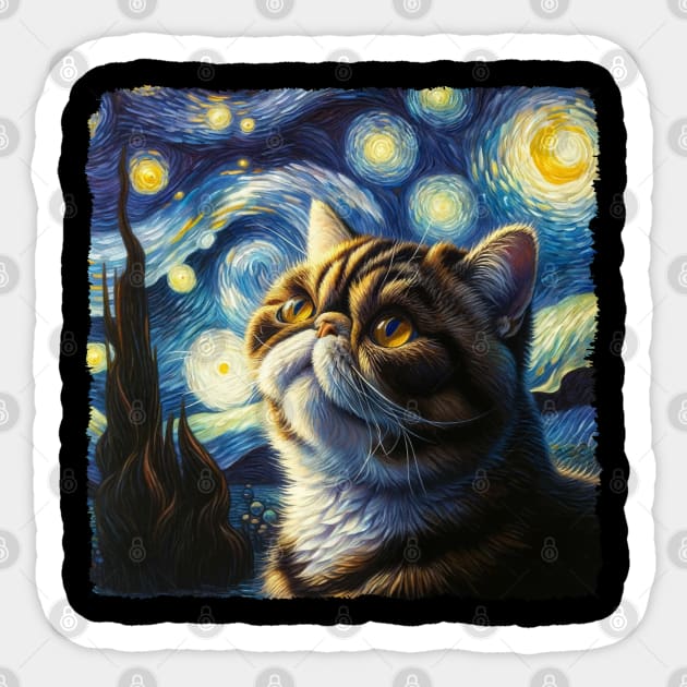 Exotic Shorthair Starry Night Inspired - Artistic Cat Sticker by starry_night